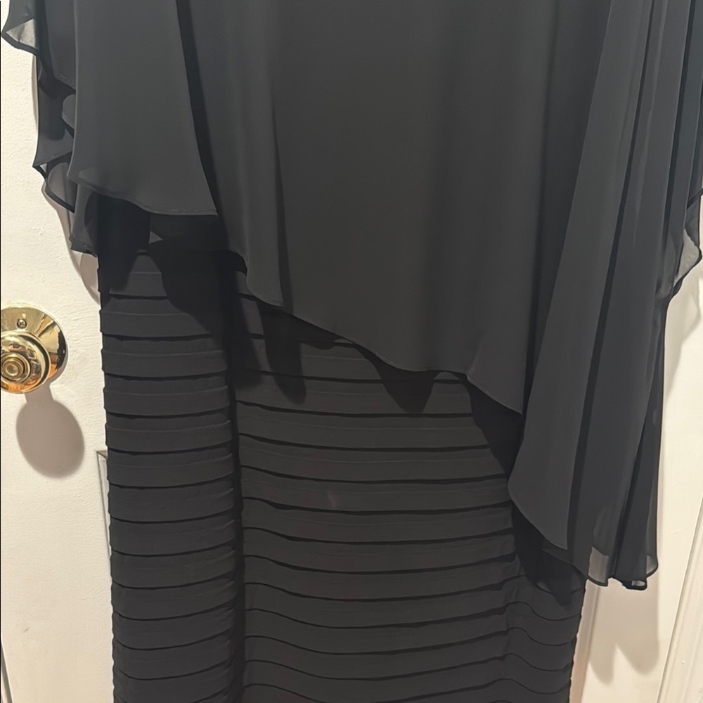 Adrianna Papell Black Asymmetrical Ruched Sheath Dress - Picture 3 of 5